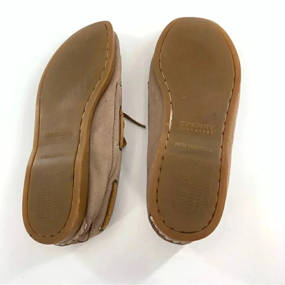 Sperry 8 womens brown leather boat shoes lace up nautical preppy